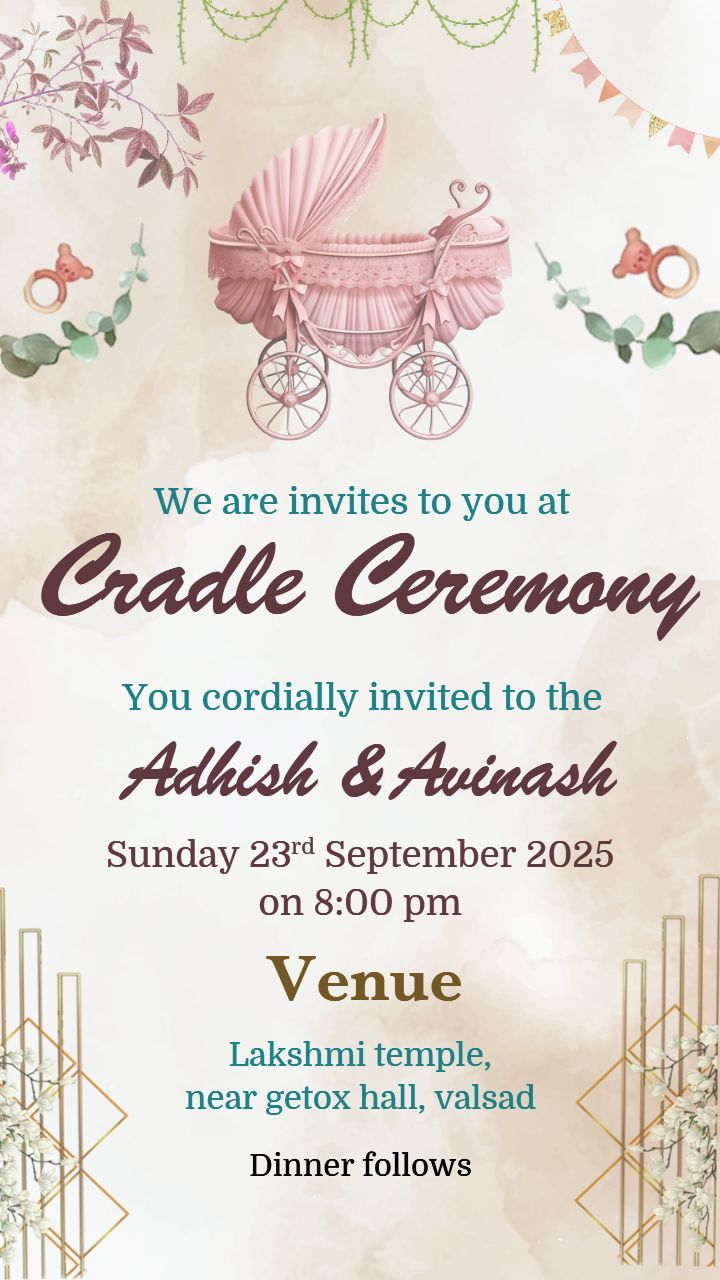Cradle Ceremony Invitation Cards For Baby Celebration