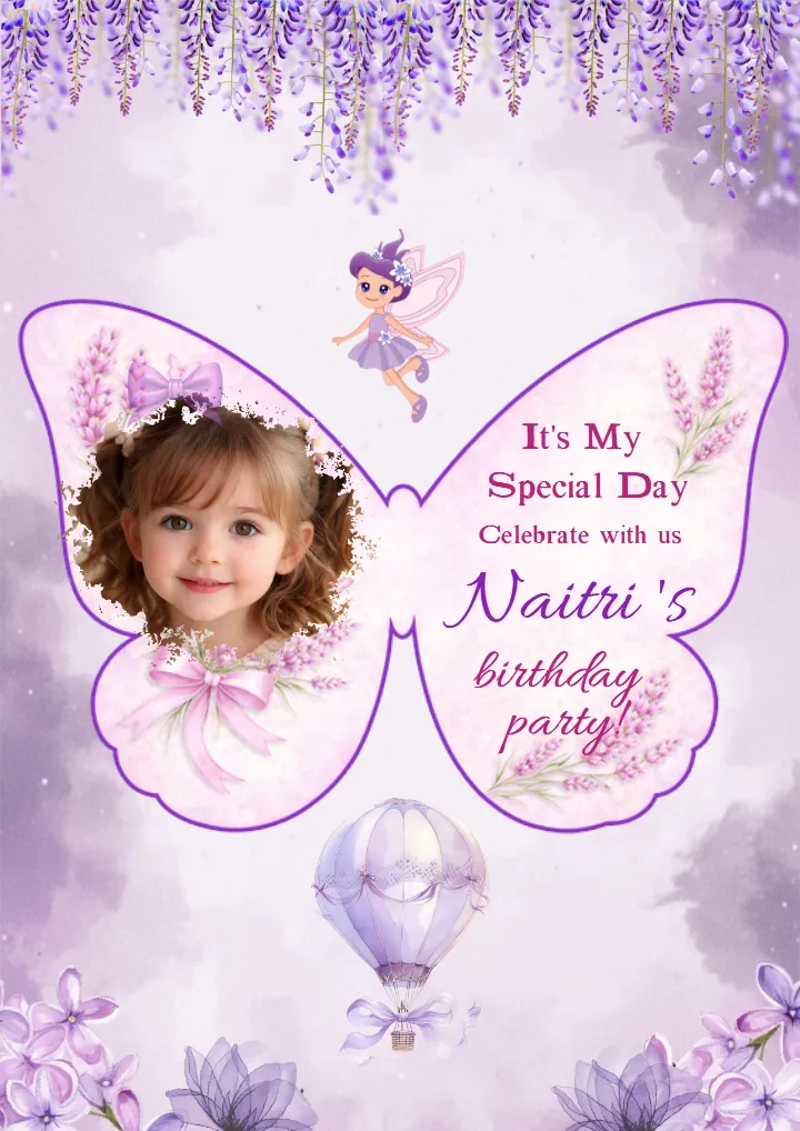 Best Return Gift Birthday Card for Purple Theme Design