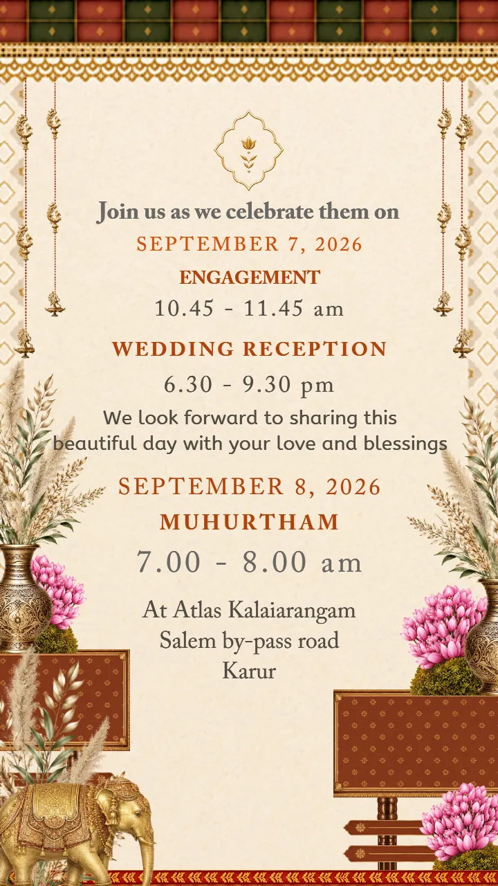 South Indian Wedding Invitation Video with Elegant Theme