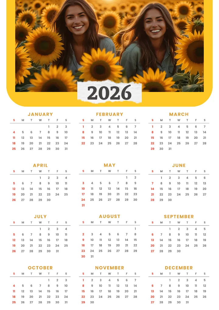 Design Photo Calendar Nature Inspired 2026 Planner