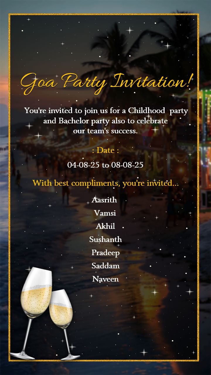 Party Invitation Cards with Palm and Ocean Style in English
