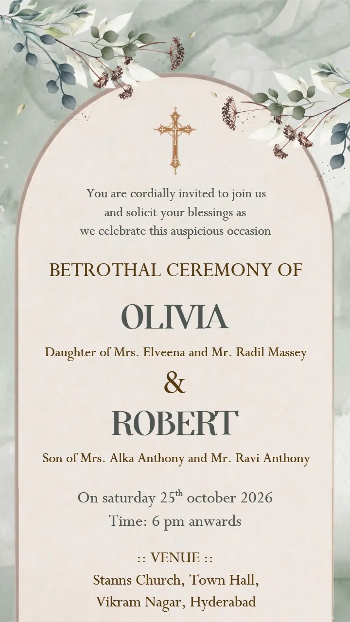 Royal Cross Theme Betrothal Ceremony Invitation