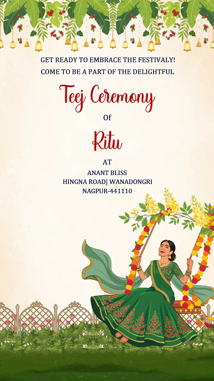 Teej Invitation Card for Beautiful Hariyali Celebrations