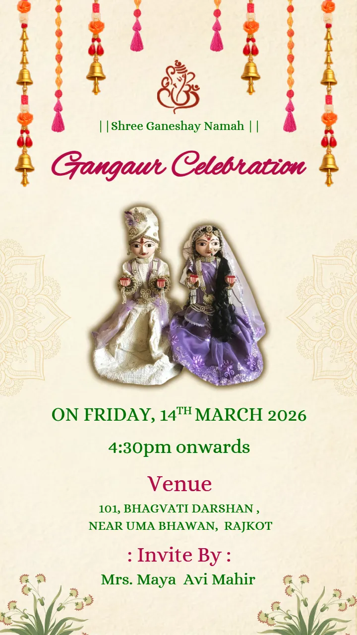 Traditional Gangaur Pooja Invitation in English 2026 Free