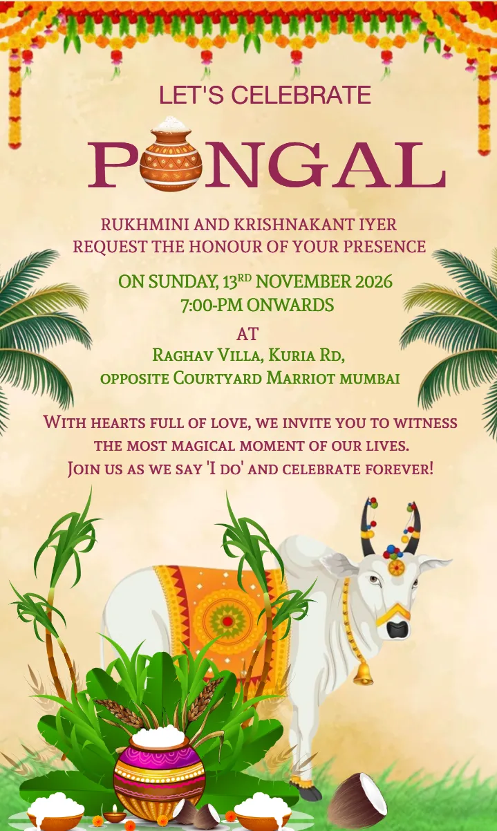 Happy Pongal Invitation Template Free for Your Festival