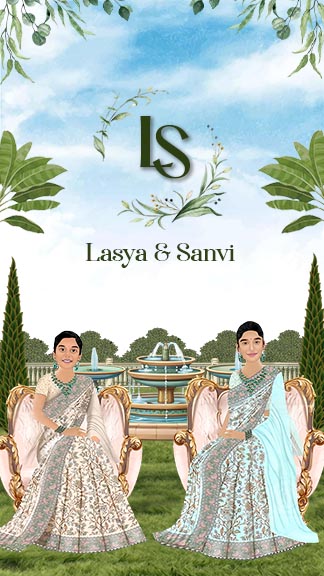 Traditional Half Saree Invitation Card for Girls