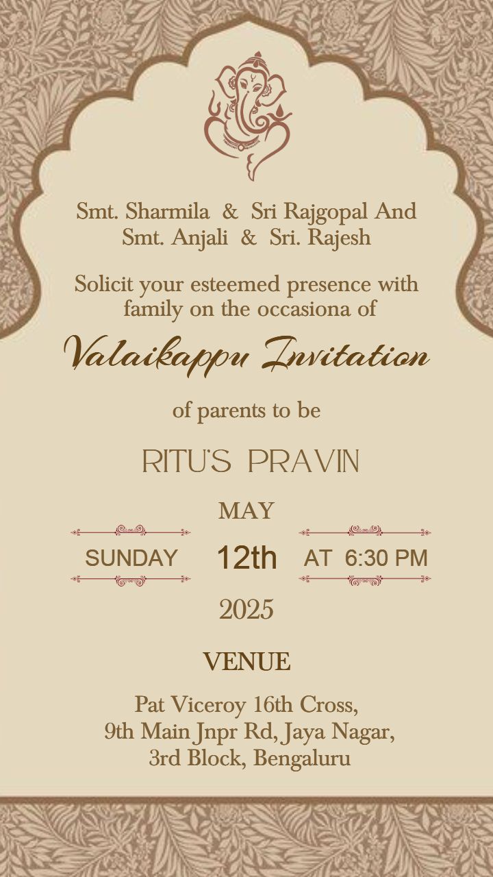 Traditional Baby Shower Invitation Video Template In Tamil