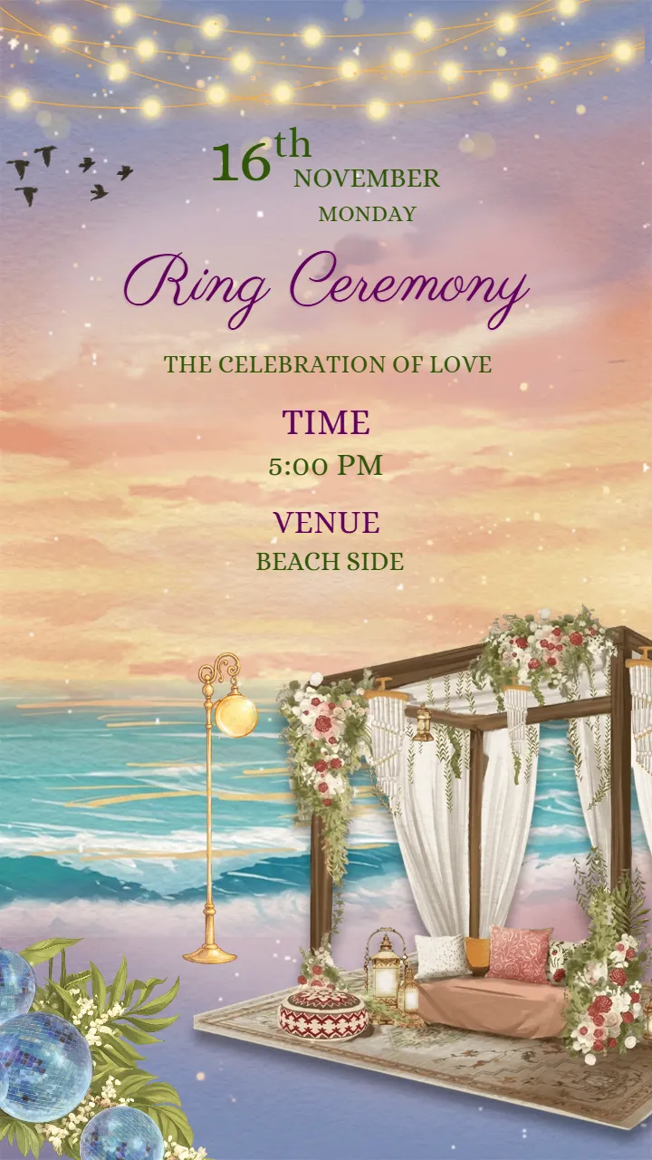 Marriage Invitation Video with Elegant Beachside Wedding