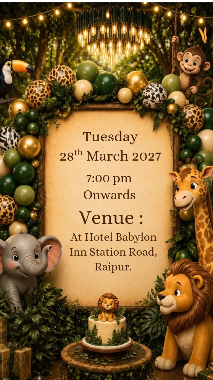 Jungle Safari 1st Birthday Invitation Video for Celebration