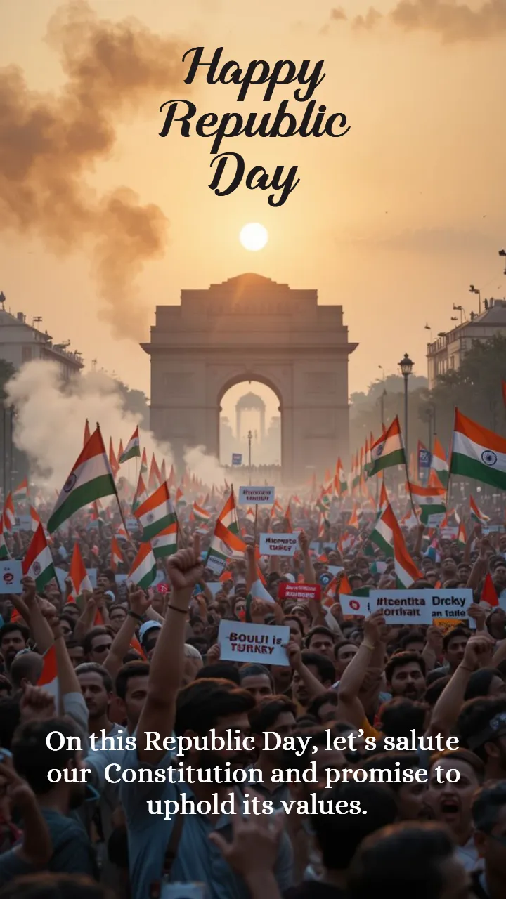 Republic Day Video for Status with Flag Rally Aesthetic