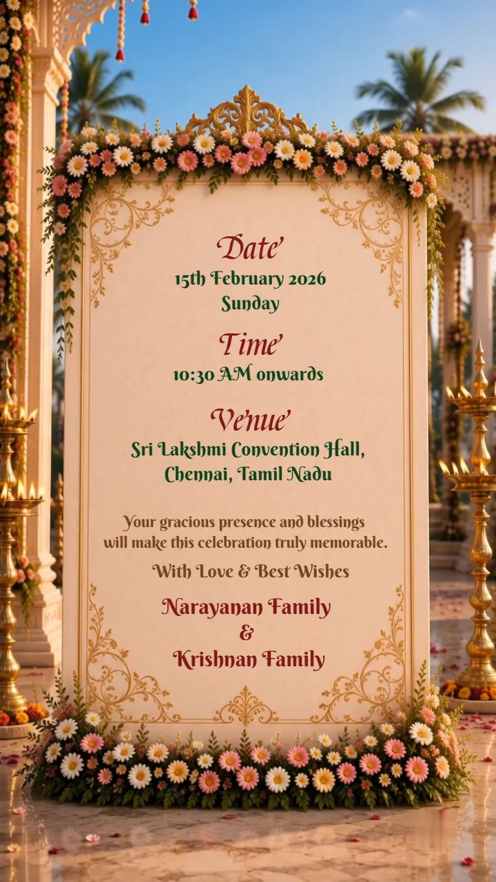Temple Theme 3D South Indian Engagement Invitation Video