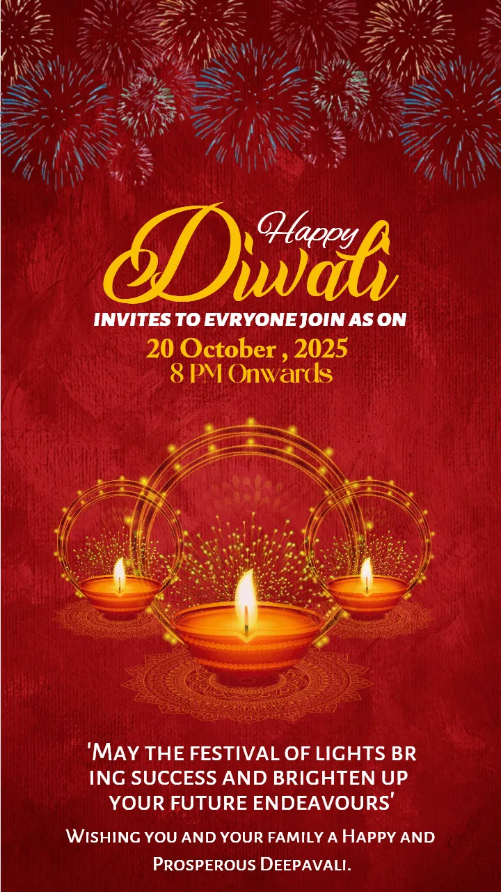 Happy Diwali Invitation Card for Festival Celebration