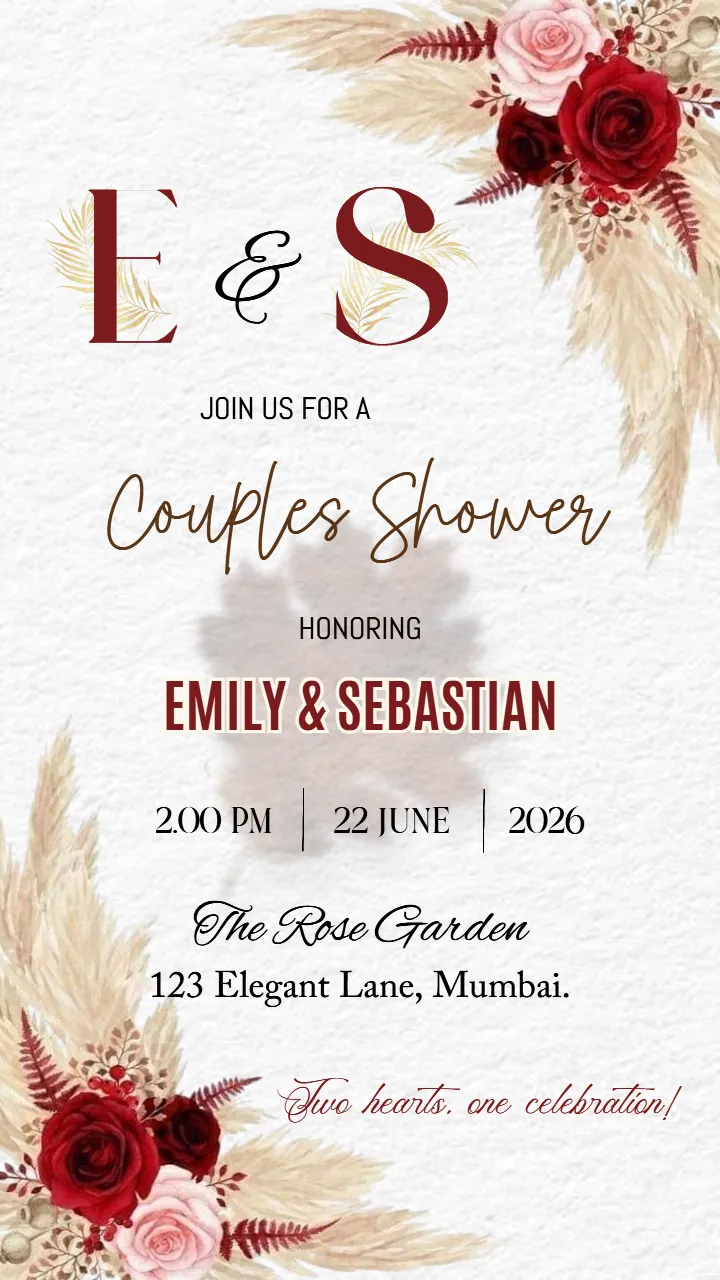 Elegant Couples Shower Invitation Card in English Design