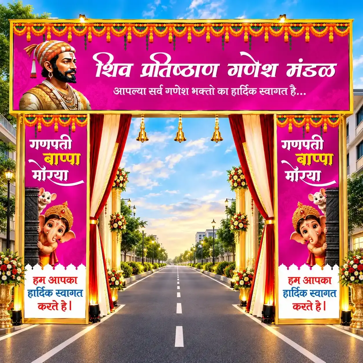 2D Ganesh Utsav Gate Design for Beautiful Ganpati Entry