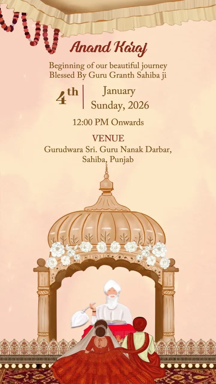 punjabi wedding invitation Video with royal golden design