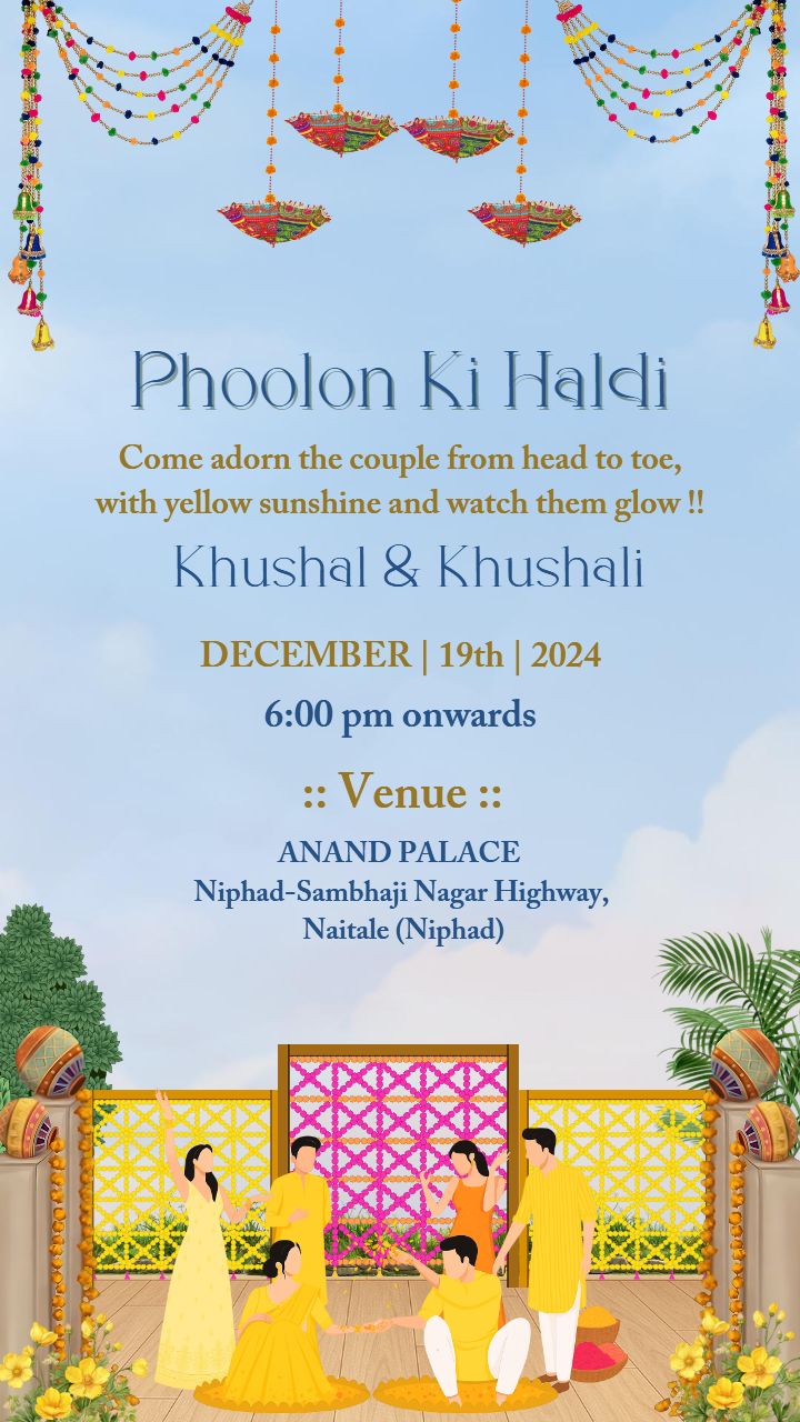Sunshine Yellow Haldi Ceremony Invitation Template