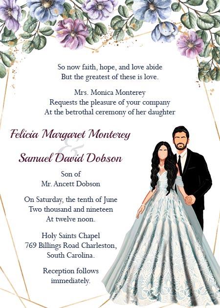 Personalised Betrothal Ceremony Invitation Templates