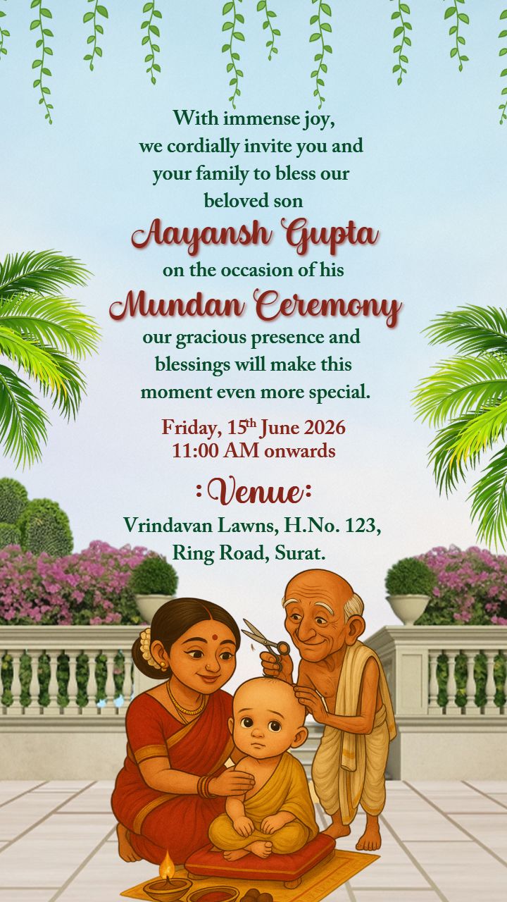 Cultural Hair Cutting Mundan Ceremony Invitation