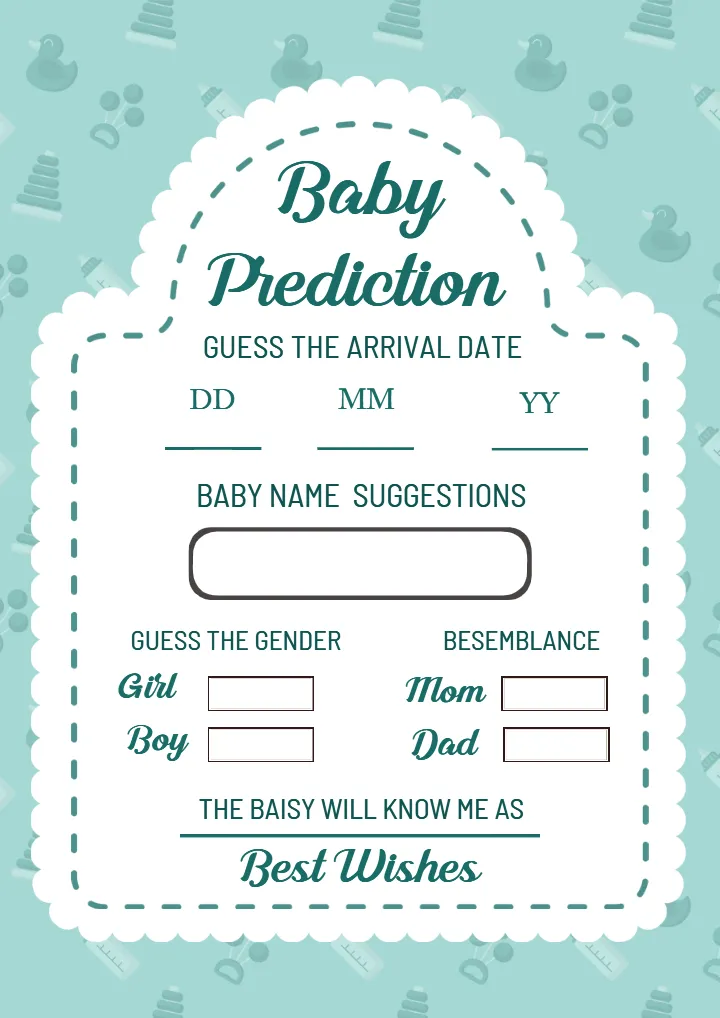 Editable Baby Prediction Card in English HD Online Maker