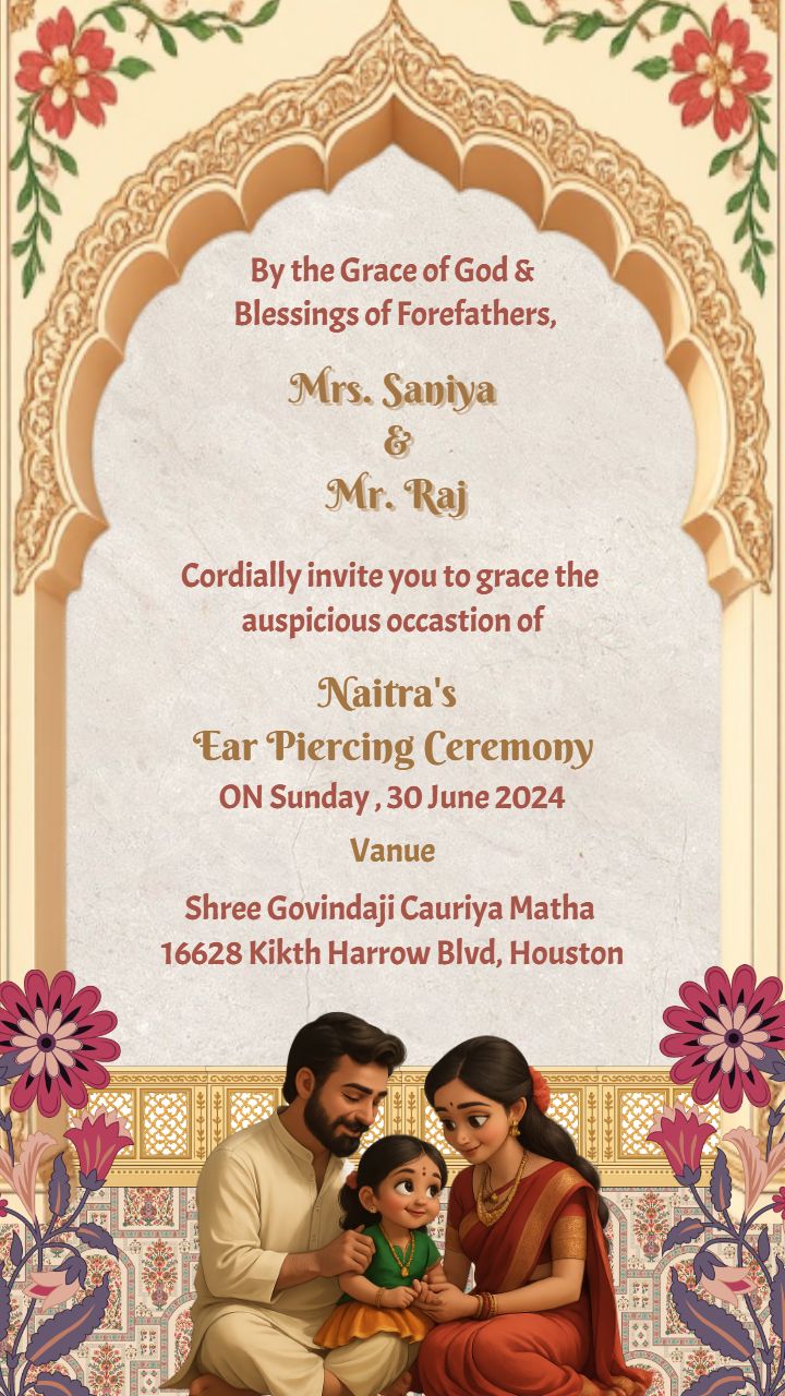 Beautiful Ear Piercing Ceremony Invitation for Baby Girl