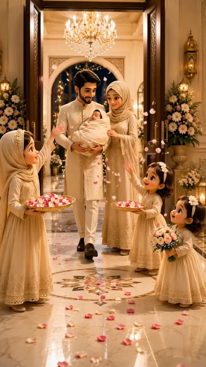 3D Muslim Naming Ceremony Invitation Video with Golden Theme