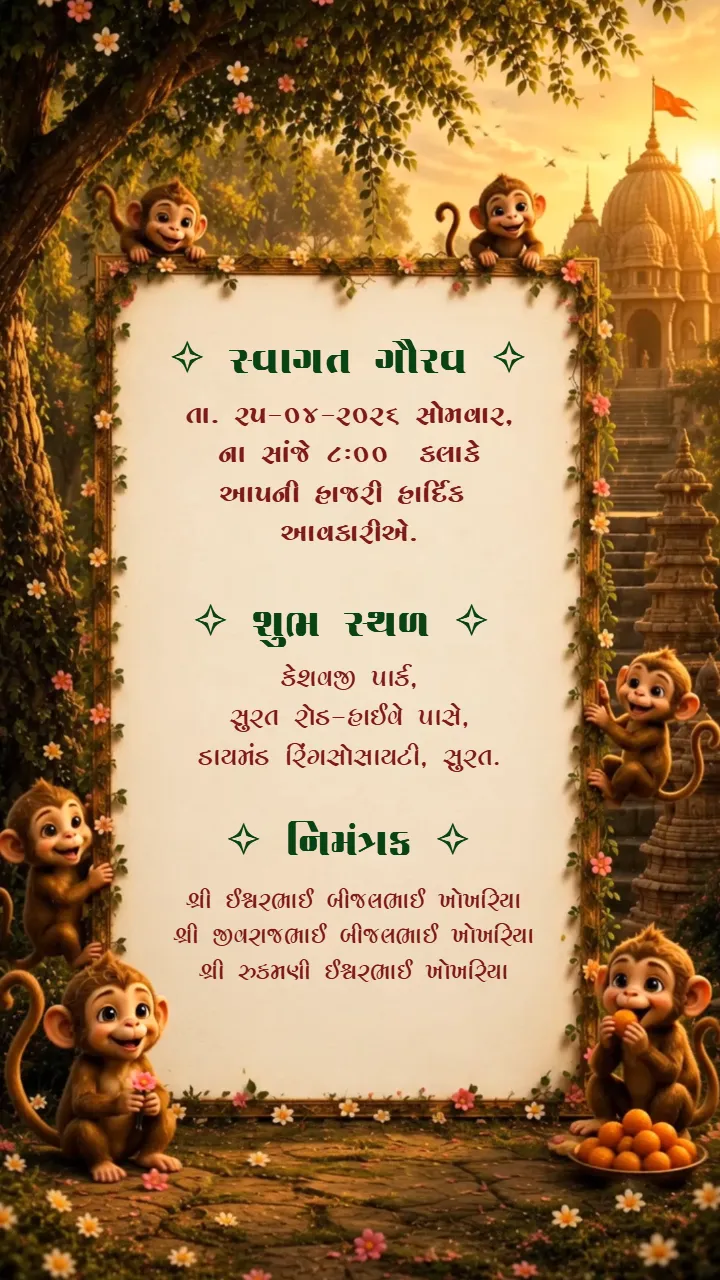 Creative 3D Hanuman Theme Baby Shower Invitation Video Maker