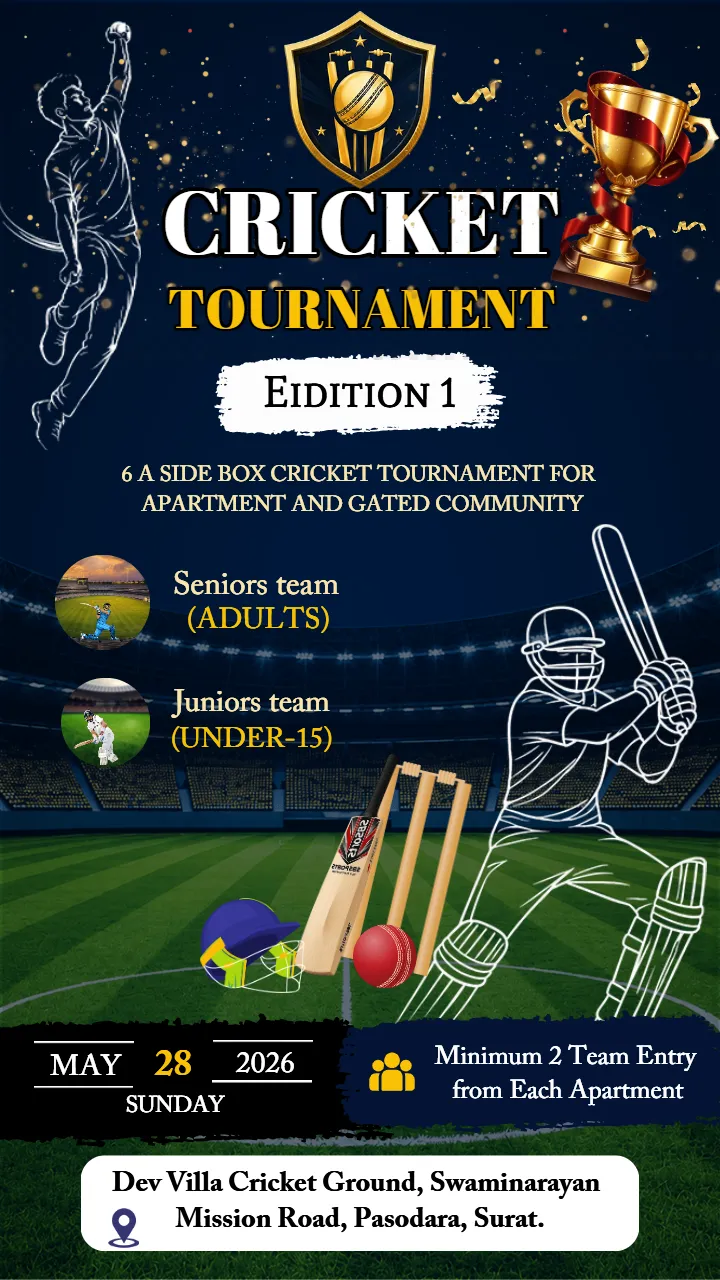 Corporate Cricket Tournament Invitations for Box Cricket
