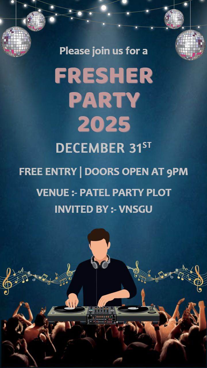 Freshers Party Invitation with Unlimited Music Fun
