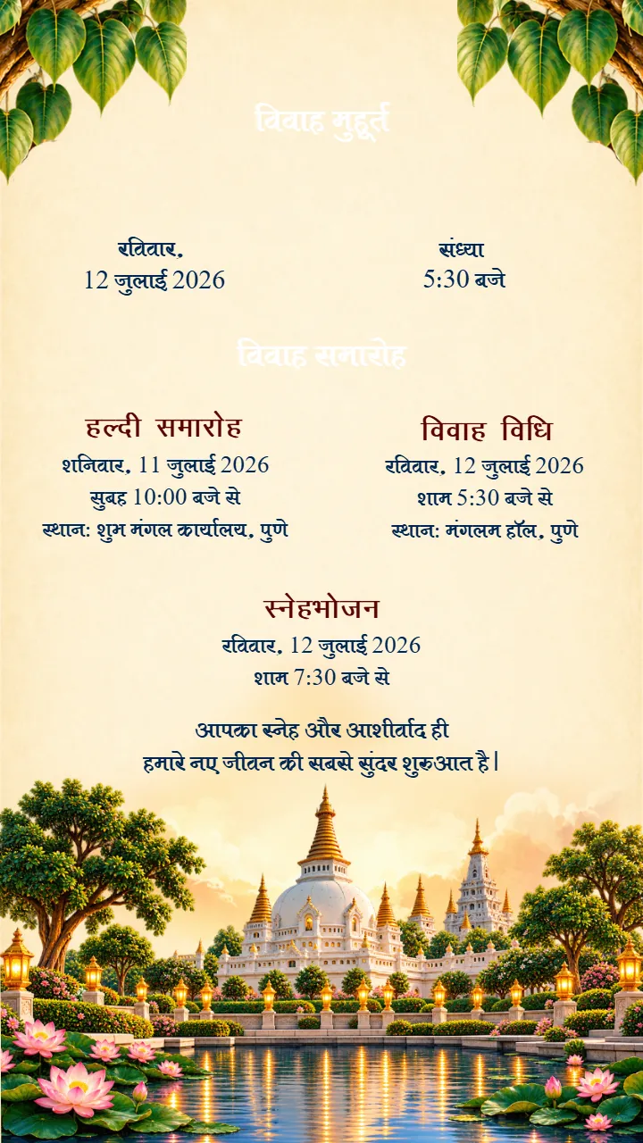 Buddhist Marriage Invitation Video in Hindi with Temple View