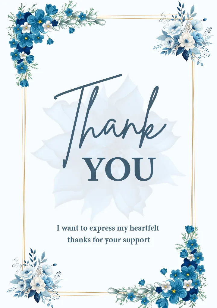 Birthday Thank You Card with Blue and White Theme