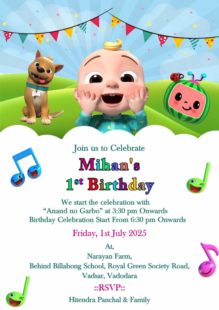 Colorful Theme wording for 1st Birthday Invitation of Boy