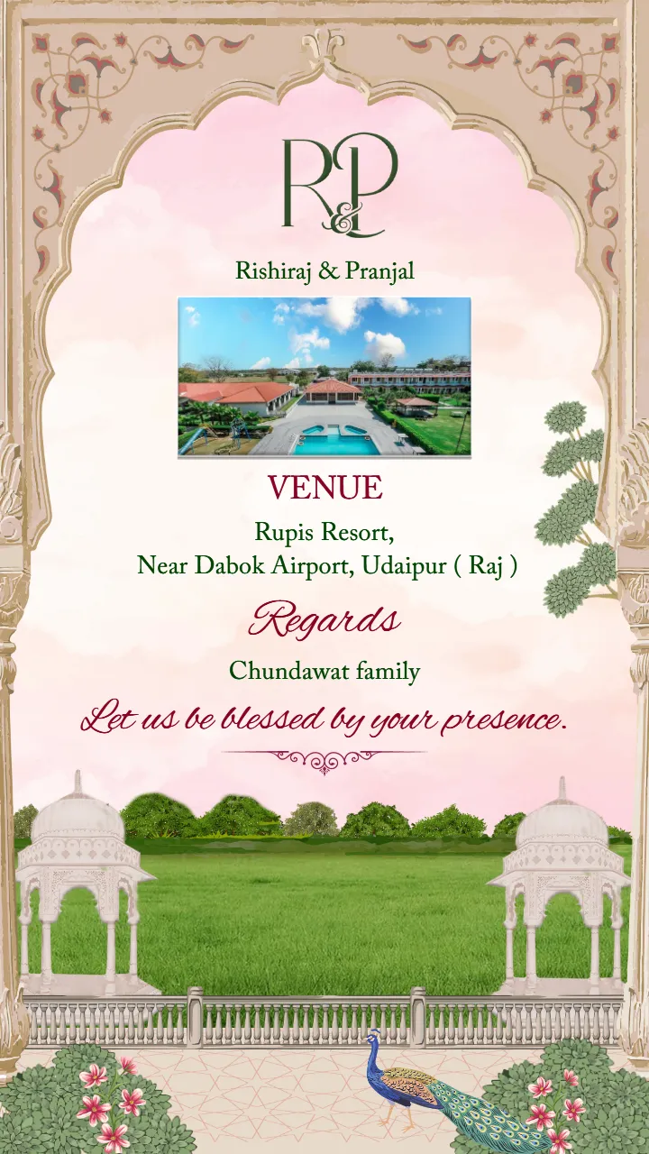 wedding invitation video featuring Udaipur-style decor