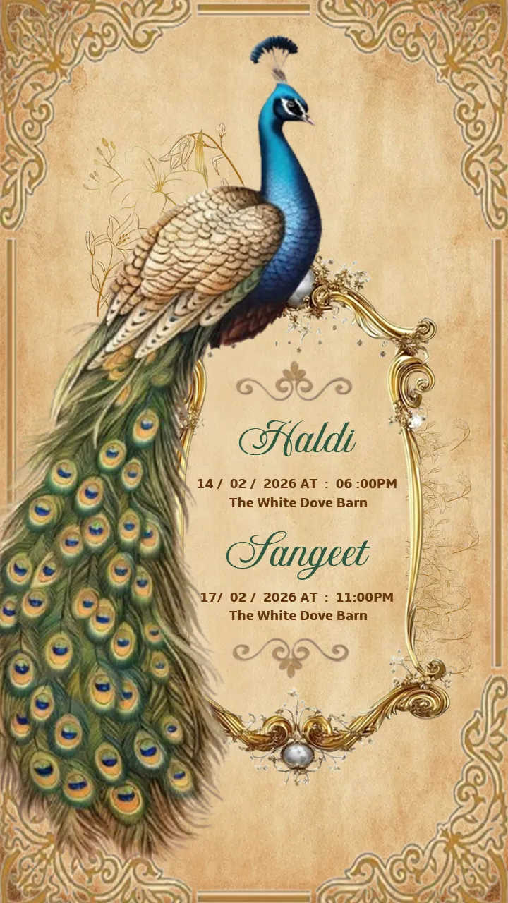 Luxury Peacock Theme Wedding Invitation Video Template