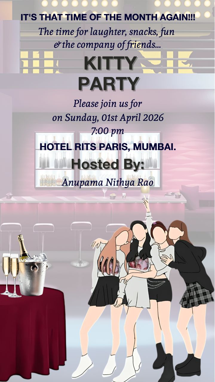 Kitty Party Card Maker Stylish Digital Invite Designs