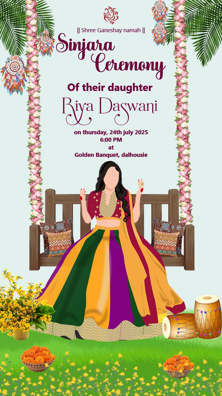 Sinjara Ceremony Invitation Cards traditional Designs Online