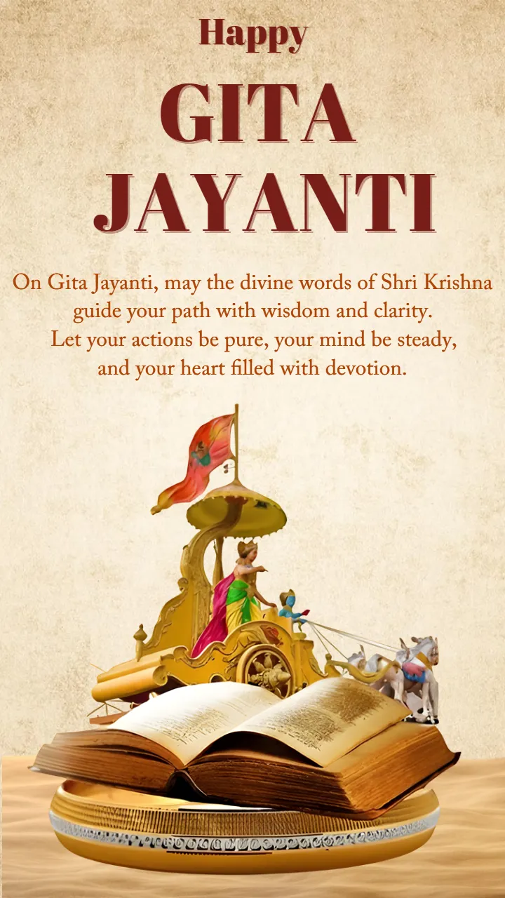 Gita Jayanti Image Template With Lord Krishna Theme Art