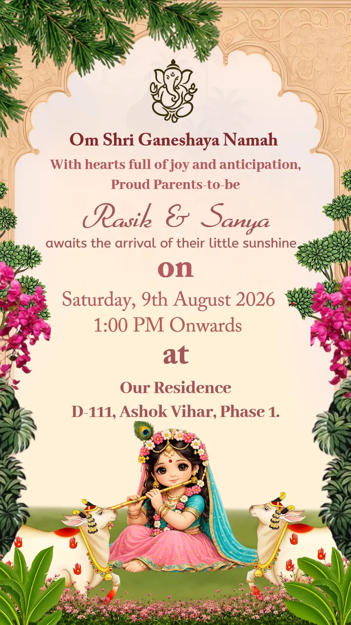 Godh Bharai Invitation Video with Divine Krishna Theme