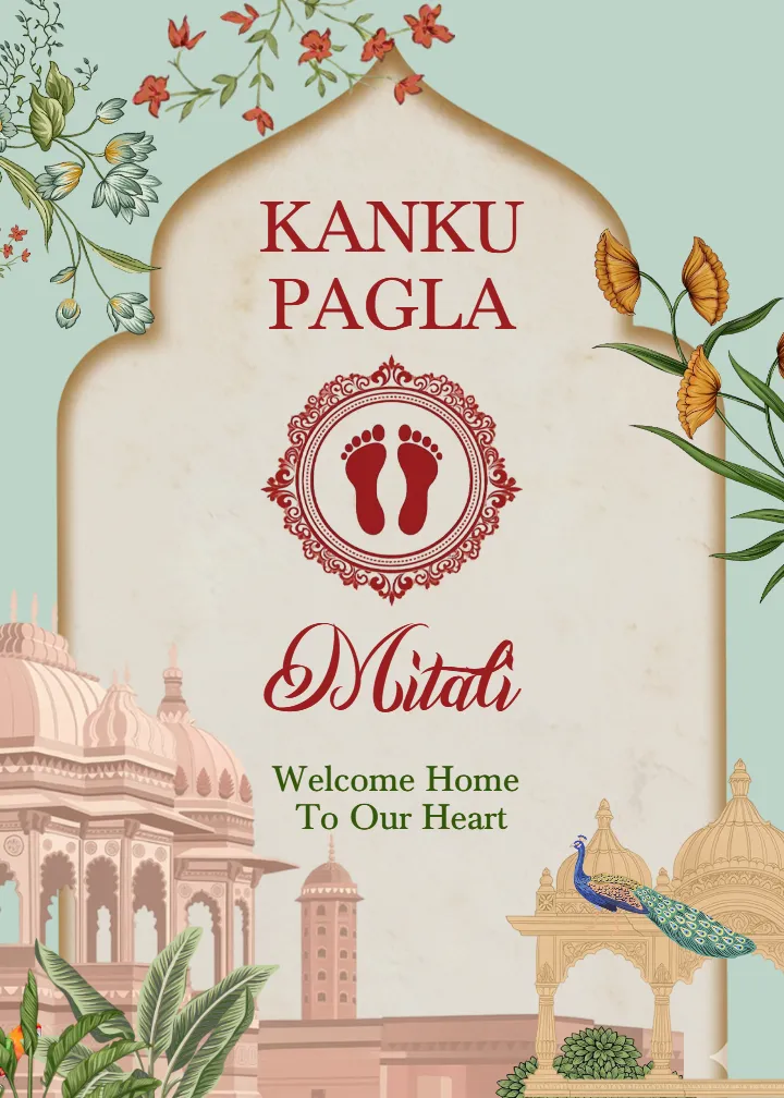 Mint Green Kanku Pagla Welcome Board Design