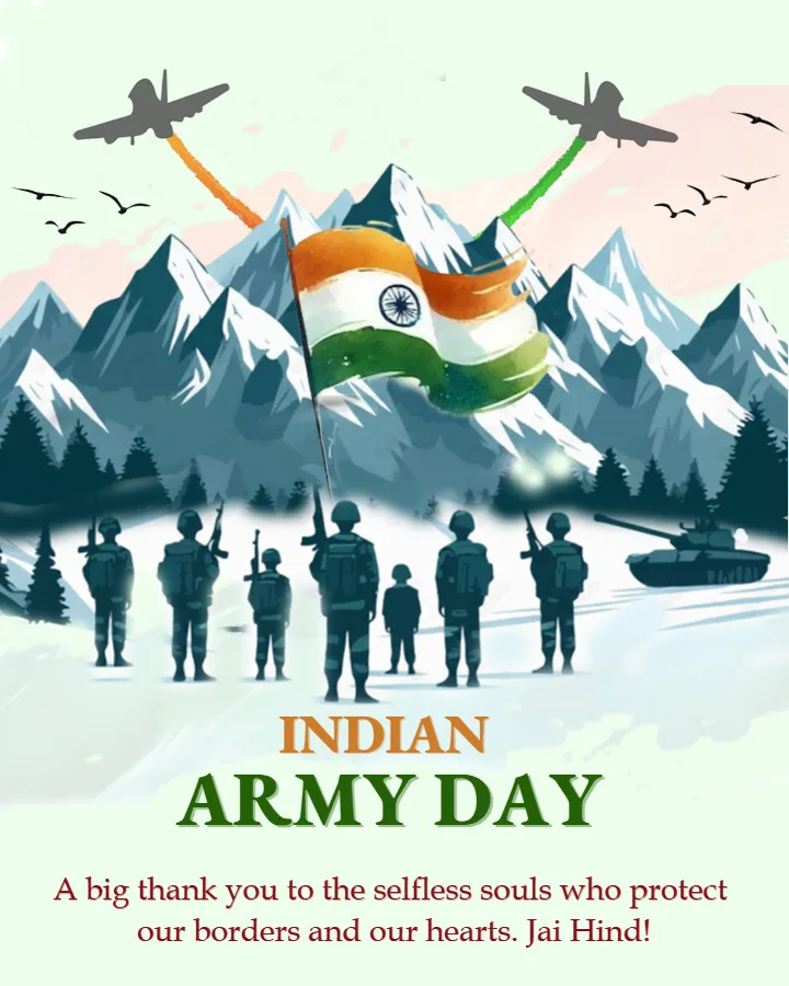 Indian Army Day Wishes Image in English for 2026 Sharing