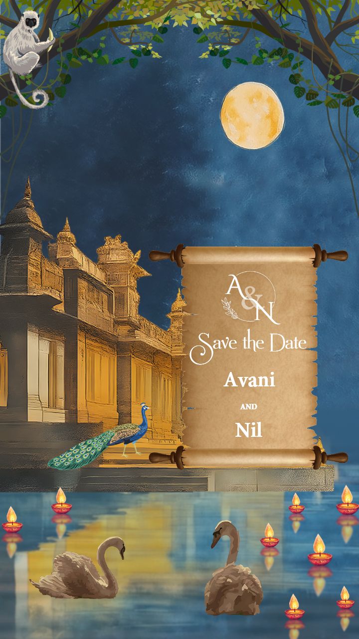 Royal Temple Night Save the Date Invitation for Wedding
