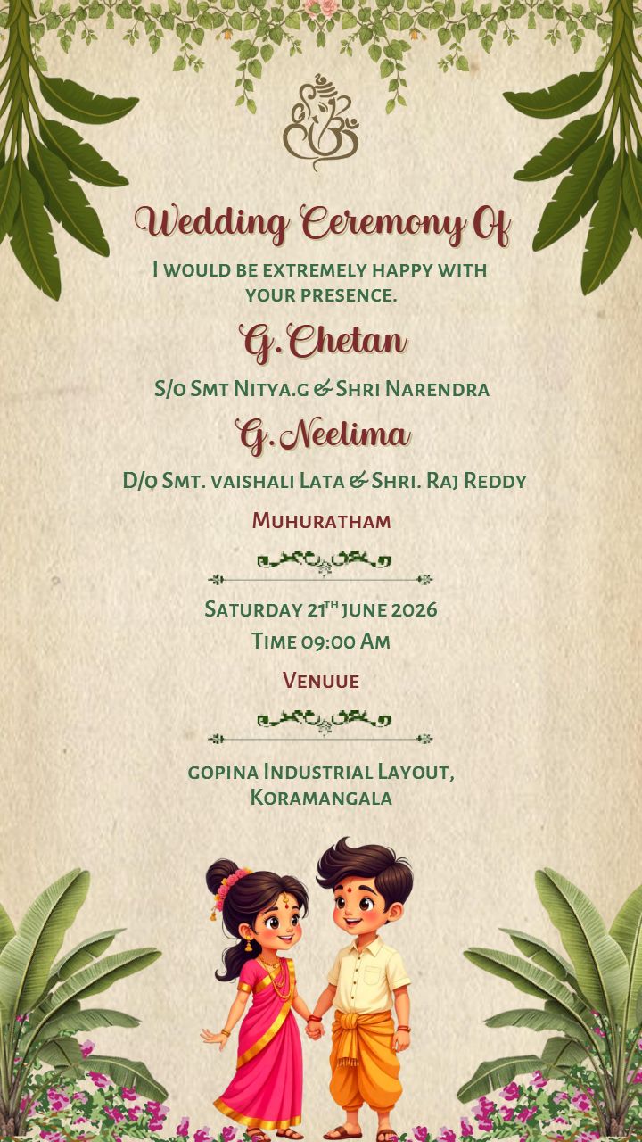 Tamil wedding Invitation Template for Joyful Wedding