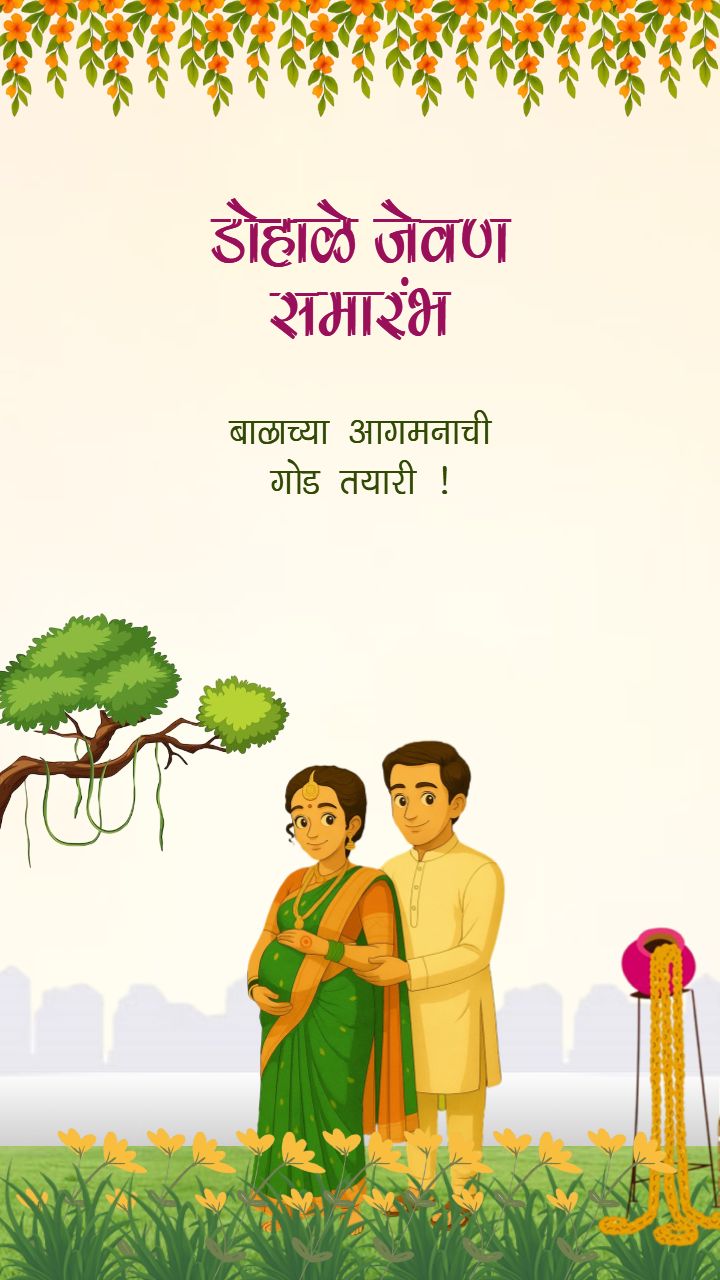 Baby Shower Video Template in Marathi with Couple Theme