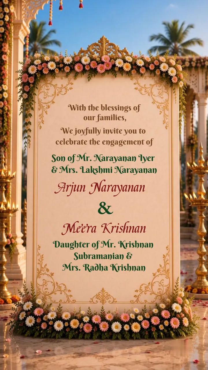 Temple Theme 3D South Indian Engagement Invitation Video