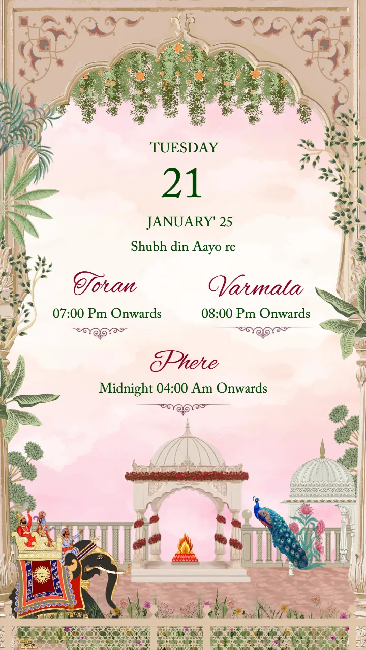 wedding invitation video featuring Udaipur-style decor