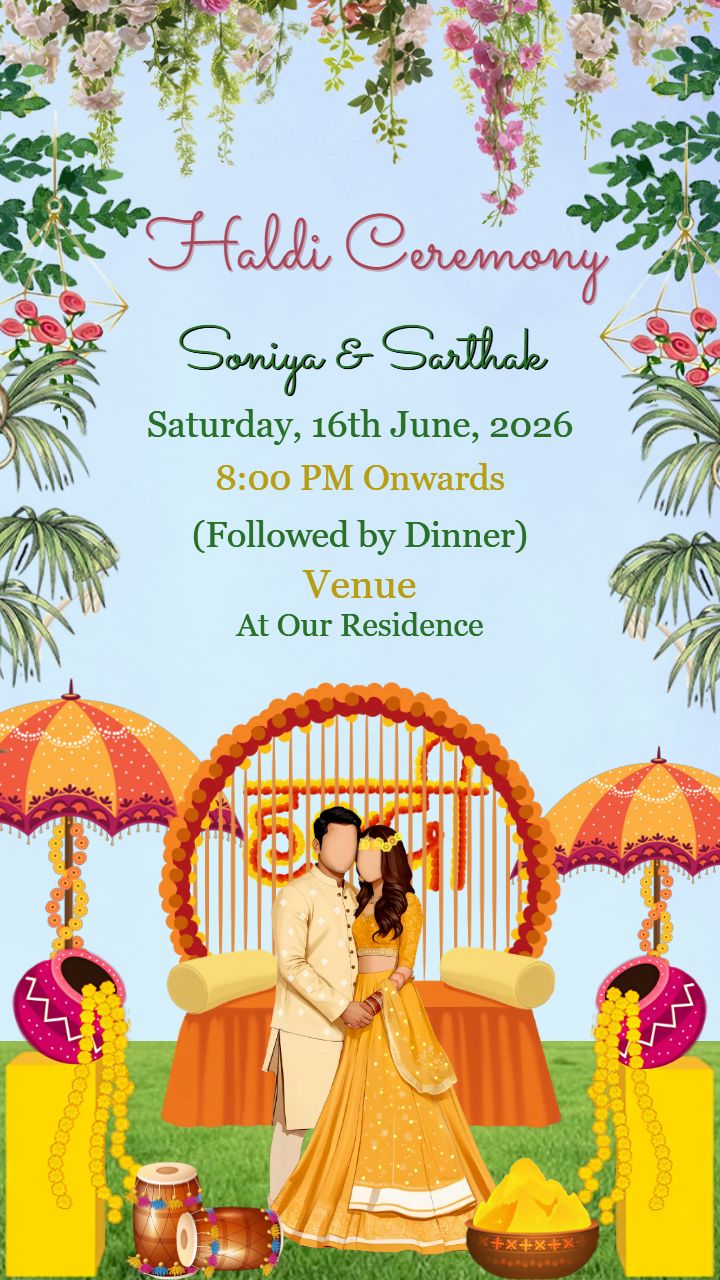 Radiant haldi invitation card background Design