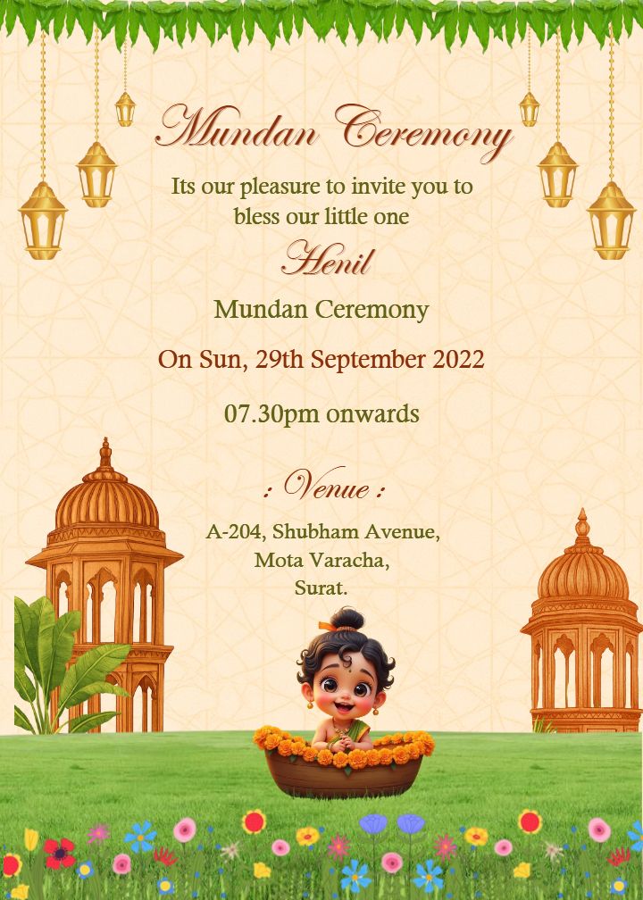 Mundan Hair Shaving Ceremony Invitation