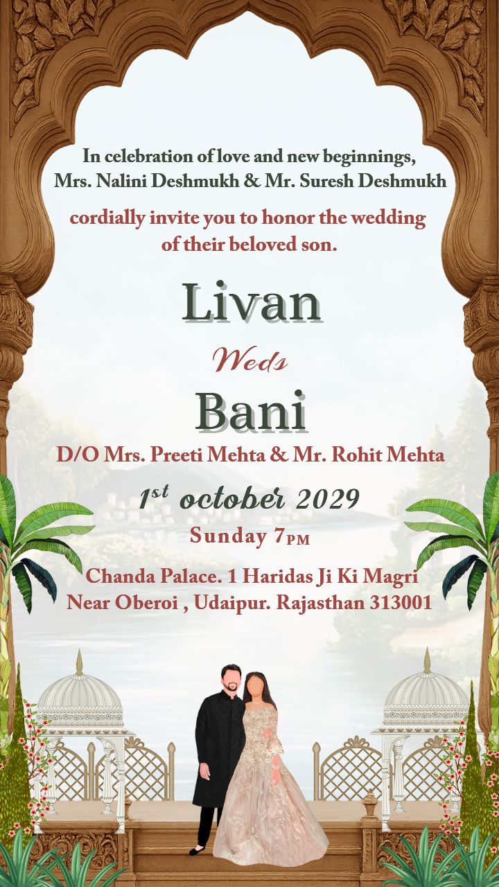 Wedding Invitation Templates with Lake and Nature Art
