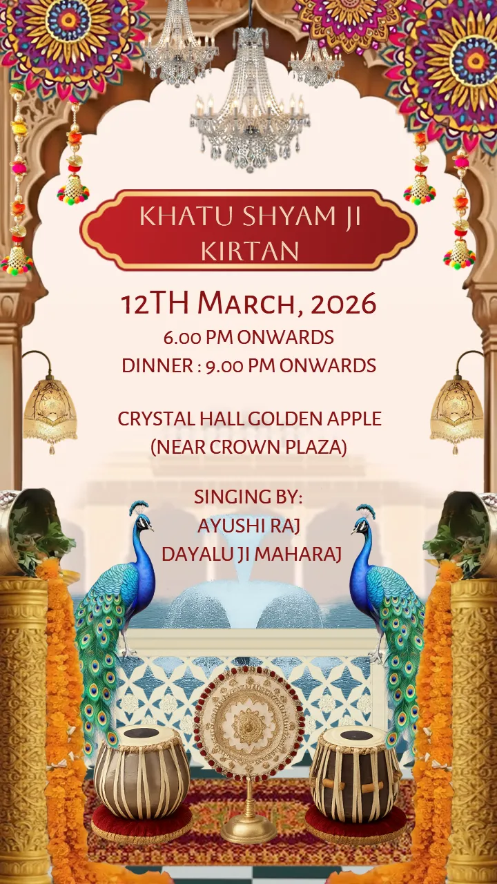 Khatu Shyam Kirtan Invite Template with Radhe Krishna Theme