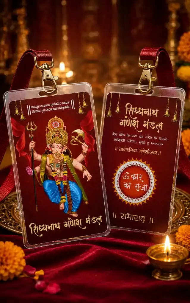 Ganesh ID Card Design for Ganpati Mandal and Volunteers
