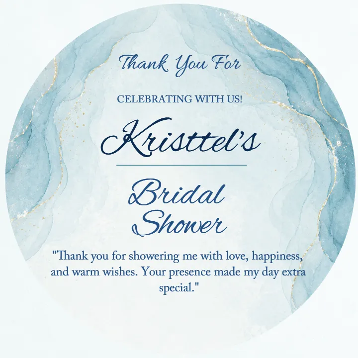 Free Printable Bridal Shower Thank You Tag with Blue Theme